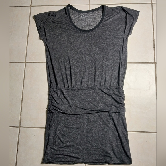 Athleta Odyssey Tee Dress black marbled with silver‎ sz XL - Picture 1 of 9